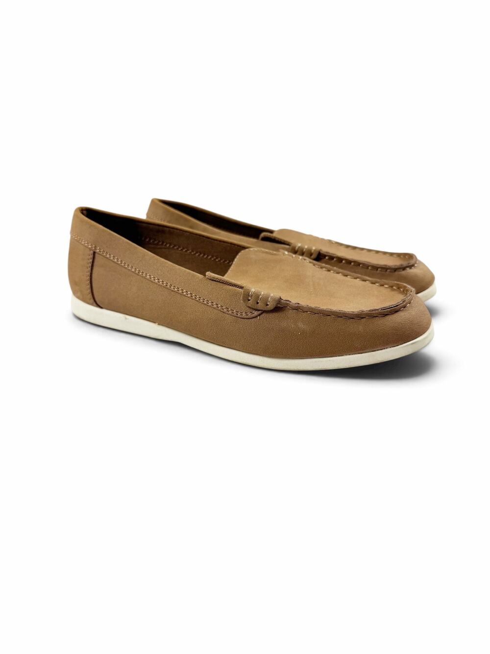 Cat & Jack Boys Moccasin Loafers Brown Faux Suede Slip On Shoes Size 5